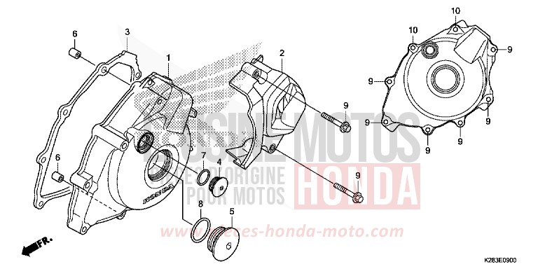 PANNEAU CARTER-MOTEUR G. de CRF125FB "Grandes Roues" EXTREME RED (R292) de 2017